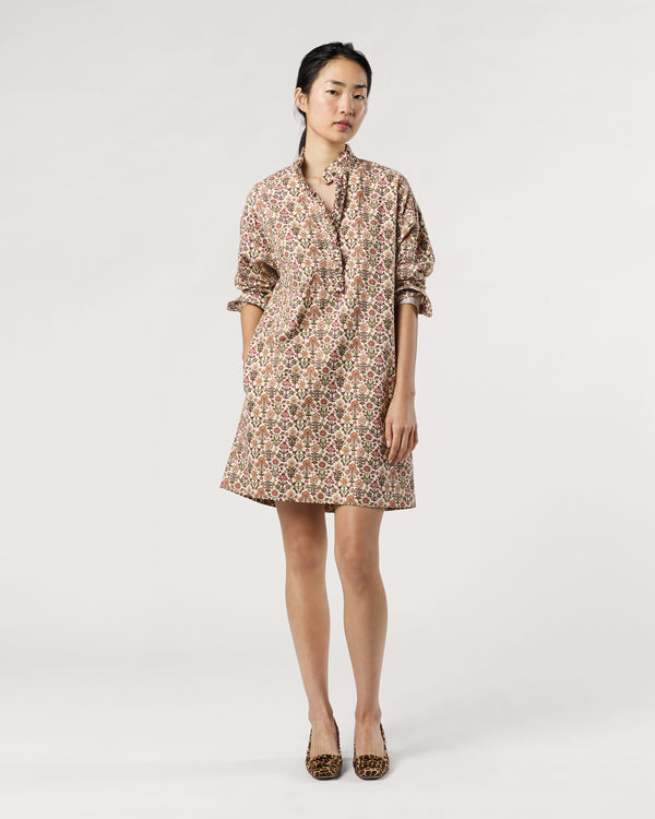 sid mashburn Nicky Popover Shirtdress in Ivory/Olive Marlow Liberty Fabric Cotton/W