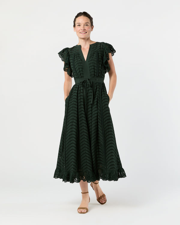 sid mashburn Olga Flutter Sleeve Midi Dress in Cypress