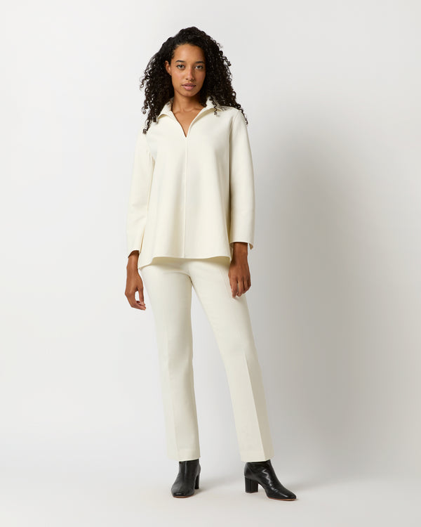 Sid Mashburn Olympia Top In Ivory Bi-Stretch Double-Faced Wool Blend