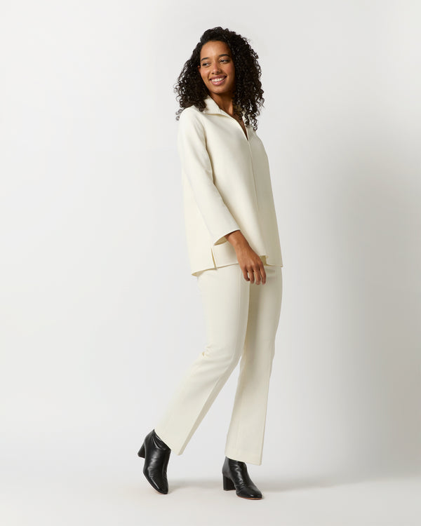 Sid Mashburn Olympia Top In Ivory Bi-Stretch Double-Faced Wool Blend