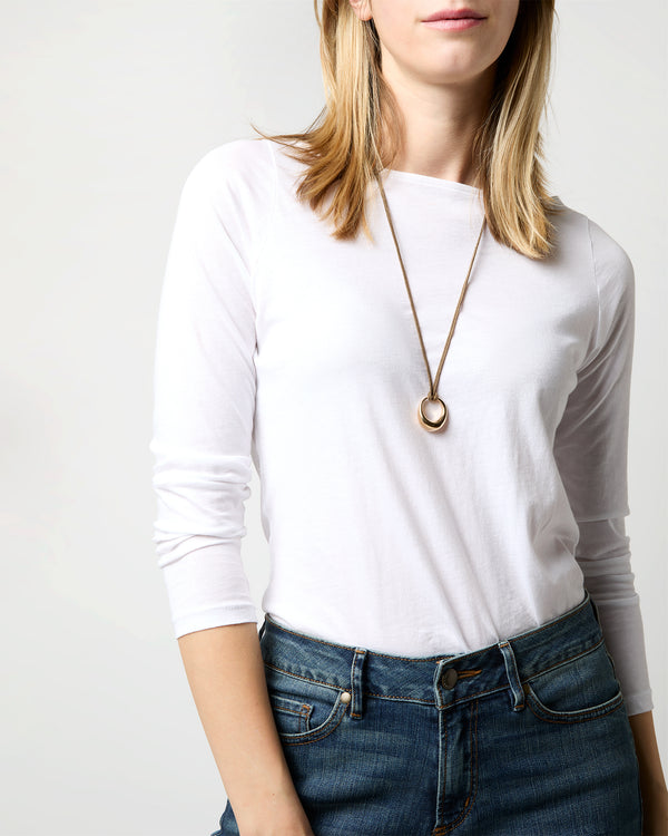 Sid Mashburn Organic Ring Pendant Necklace In Gold/Dark Brown