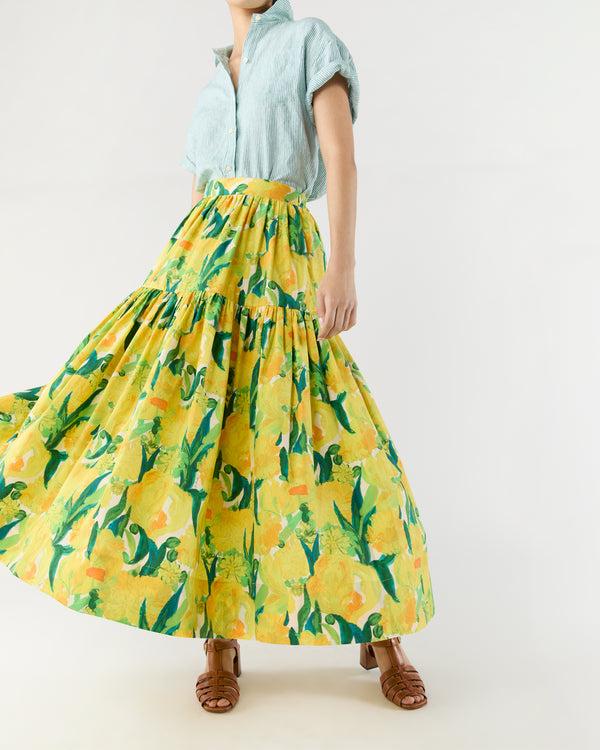 Sid Mashburn Oscar Skirt In Zesty Yellow Cotton Poplin