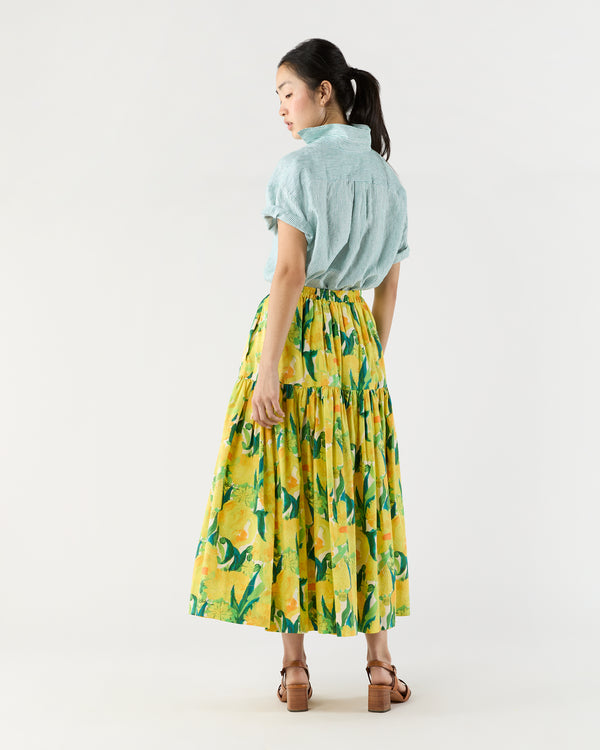 Sid Mashburn Oscar Skirt In Zesty Yellow Cotton Poplin