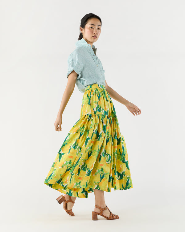 Sid Mashburn Oscar Skirt In Zesty Yellow Cotton Poplin