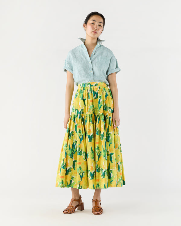 sid mashburn Oscar Skirt in Zesty Yellow Cotton Poplin