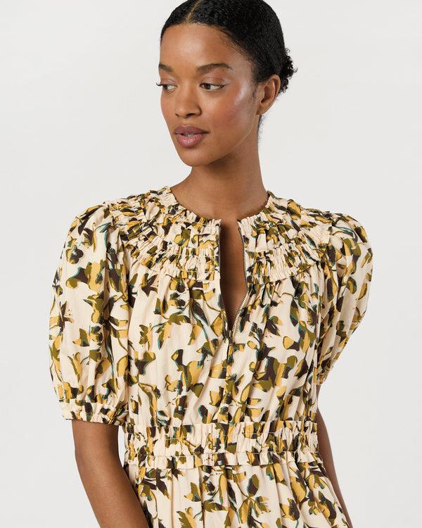 Sid Mashburn Othella Short Sleeve Midi Dress In Lucent