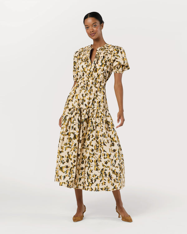 sid mashburn Othella Short Sleeve Midi Dress in Lucent
