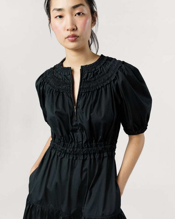 Sid Mashburn Othella Short Sleeve Midi Dress In Noir