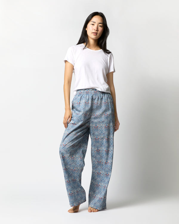 sid mashburn Pajama Pant in Blue Multi Strawberry Thief Liberty Fabric