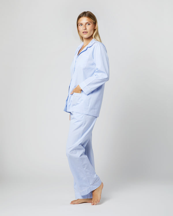 Sid Mashburn Pajama Set In Sky Small Bengal Stripe Poplin