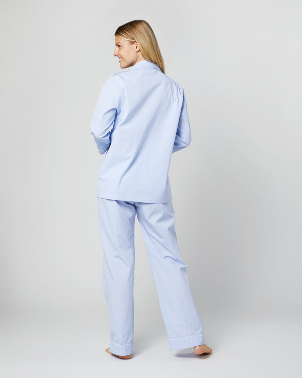 Sid Mashburn Pajama Set In Sky Small Bengal Stripe Poplin