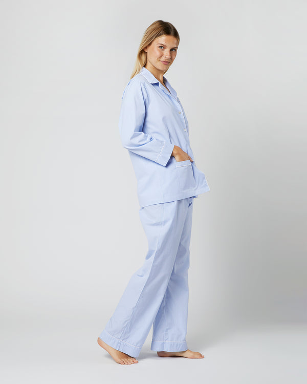 Sid Mashburn Pajama Set In Sky Small Bengal Stripe Poplin