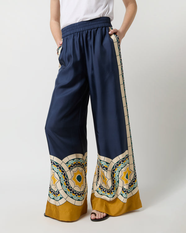 Sid Mashburn Palazzo Pant In Blue Mudejar Placée Silk Twill