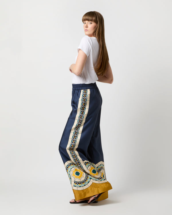 Sid Mashburn Palazzo Pant In Blue Mudejar Placée Silk Twill