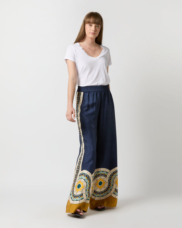 Sid Mashburn Palazzo Pant In Blue Mudejar Placée Silk Twill