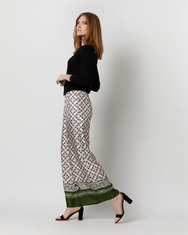 Sid Mashburn Palazzo Pant In Green Mirage Placée Silk Twill