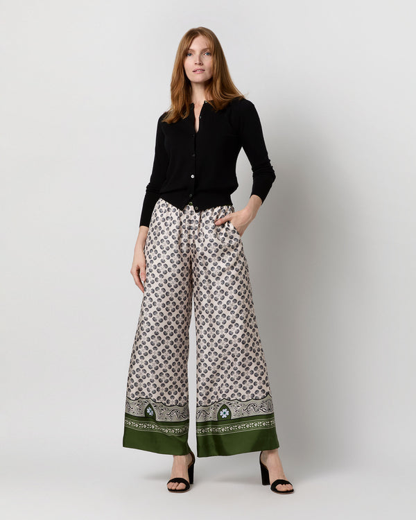 sid mashburn Palazzo Pant in Green Mirage Placée Silk Twill