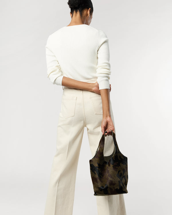 Sid Mashburn Paola Bucket Bag In Camouflage Calf Hair