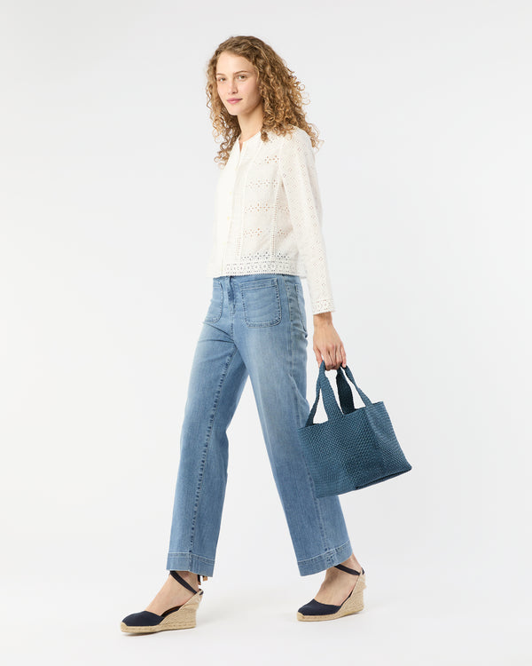 Sid Mashburn Paola Bucket Bag In Mid Blue Coated Cotton