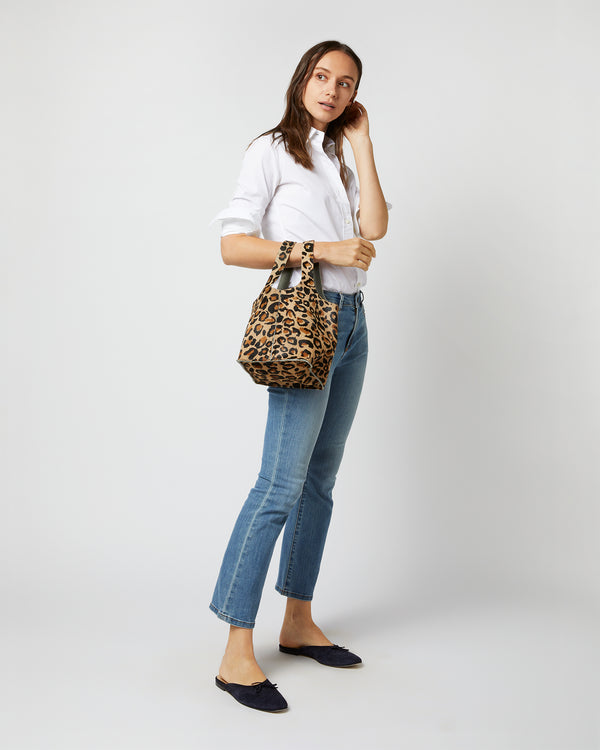 Sid Mashburn Paola Bucket Bag In Painterly Leopard Printed Pony