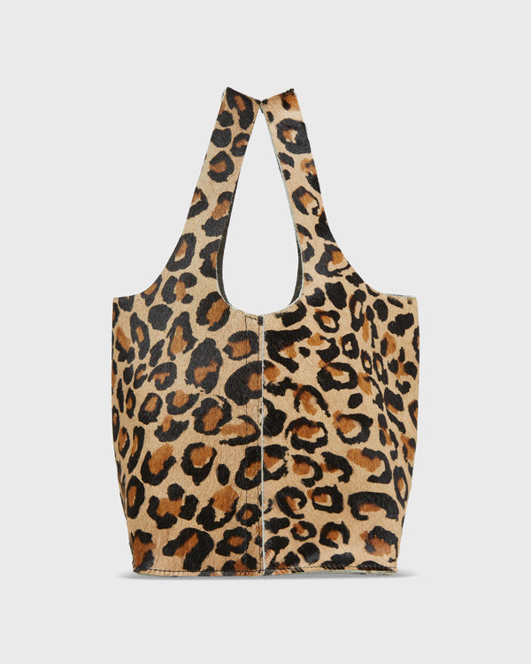 sid mashburn Paola Bucket Bag in Painterly Leopard Printed Pony