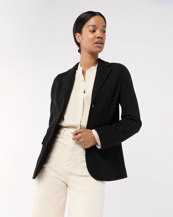 sid mashburn Parker Jacket in Black Wool Pique Knit