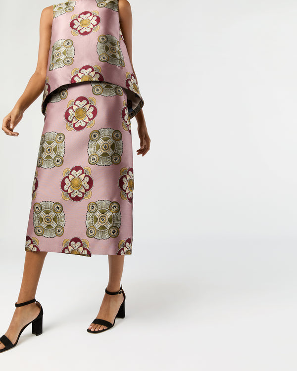 Sid Mashburn Pencil Skirt In Dusty Pink Nucleus Jacquard