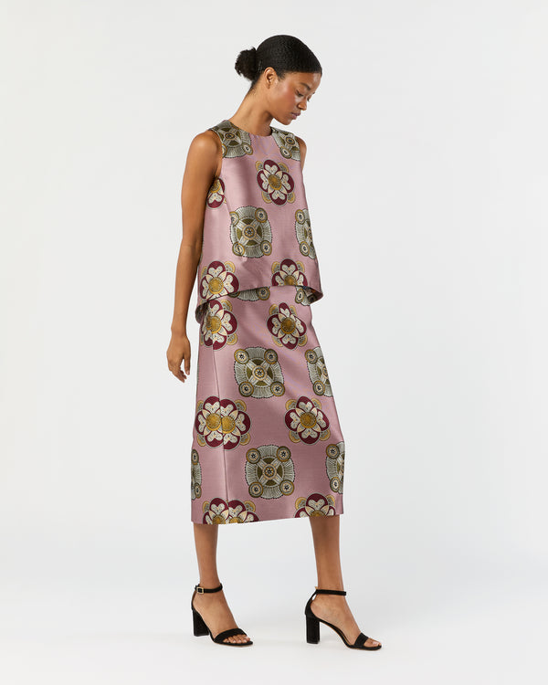 Sid Mashburn Pencil Skirt In Dusty Pink Nucleus Jacquard