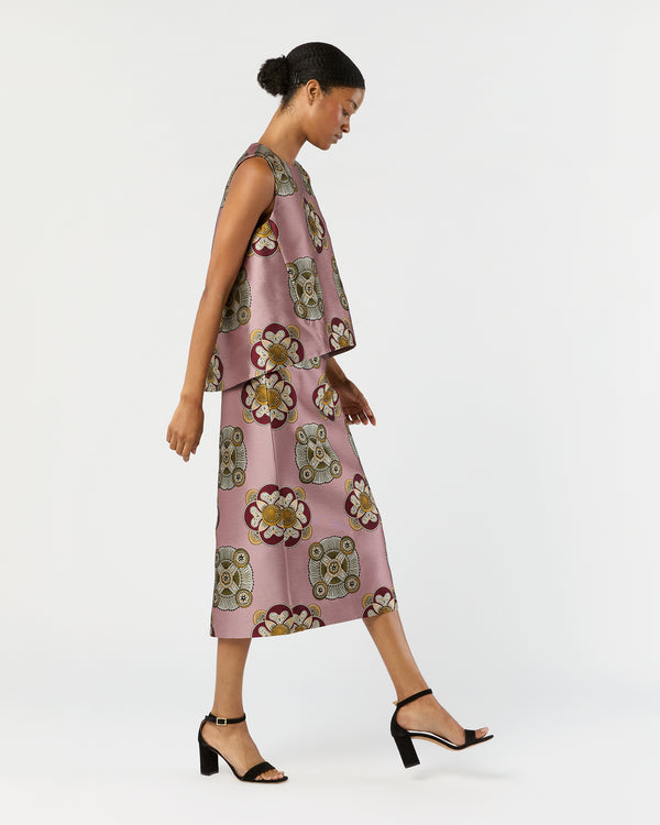 Sid Mashburn Pencil Skirt In Dusty Pink Nucleus Jacquard