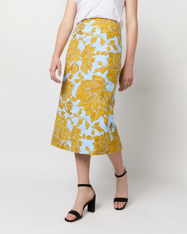 Sid Mashburn Pencil Skirt In Light Blue Tangle Shot Cotton