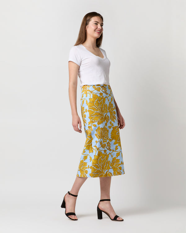Sid Mashburn Pencil Skirt In Light Blue Tangle Shot Cotton