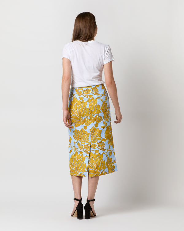 Sid Mashburn Pencil Skirt In Light Blue Tangle Shot Cotton