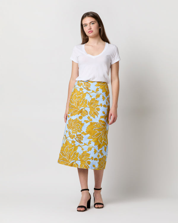 sid mashburn Pencil Skirt in Light Blue Tangle Shot Cotton