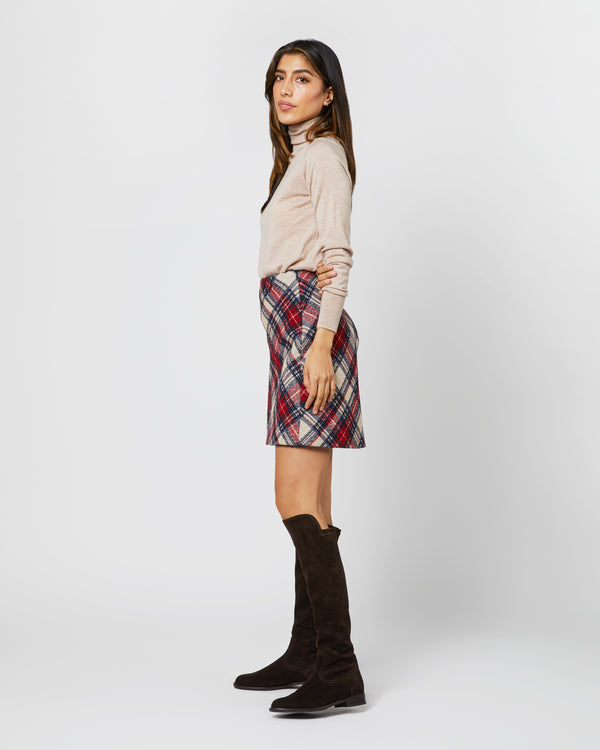 Sid Mashburn Penny Skirt In Red/Blue/Natural Tartan Jacquard