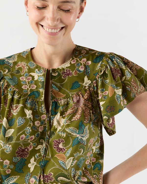 Sid Mashburn Perline Flutter Sleeve Blouse In Lichen