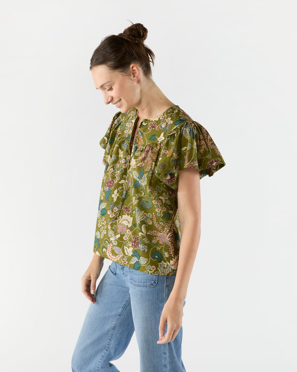 Sid Mashburn Perline Flutter Sleeve Blouse In Lichen