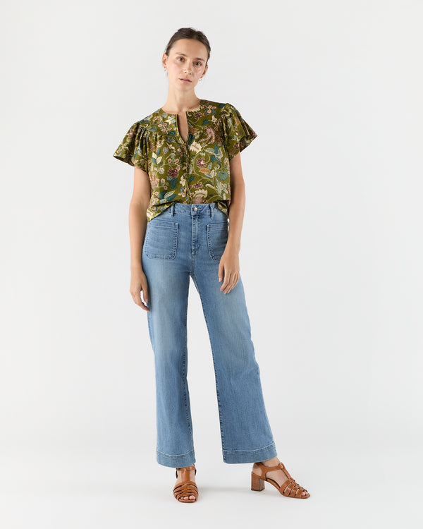 Sid Mashburn Perline Flutter Sleeve Blouse In Lichen