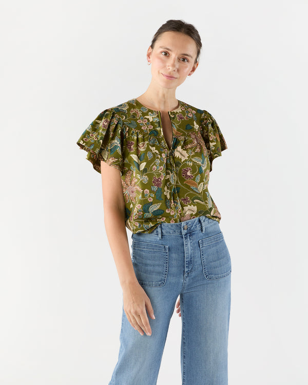 sid mashburn Perline Flutter Sleeve Blouse in Lichen