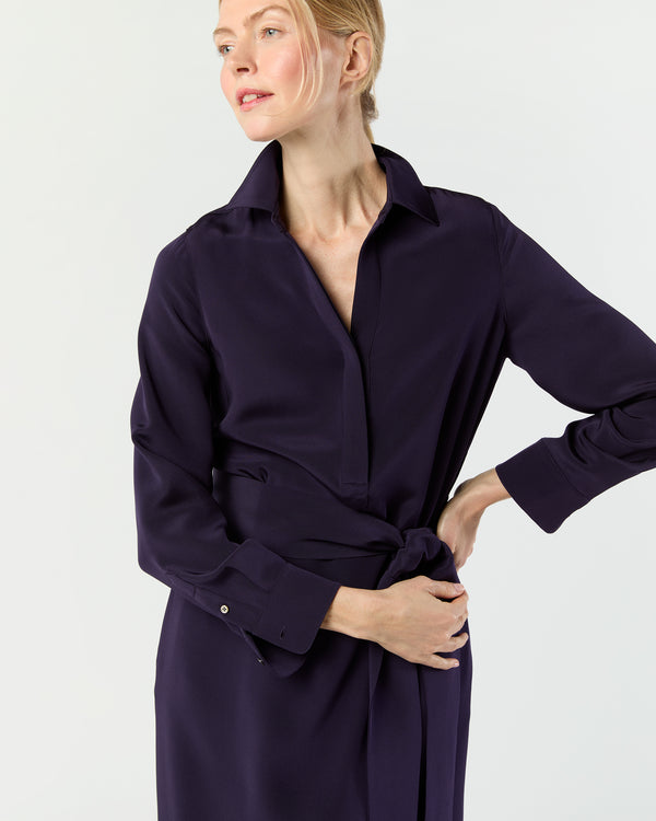 Sid Mashburn Piper Maxi Dress In Eggplant Silk Crepe De Chine