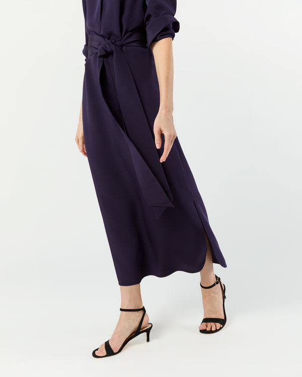 Sid Mashburn Piper Maxi Dress In Eggplant Silk Crepe De Chine