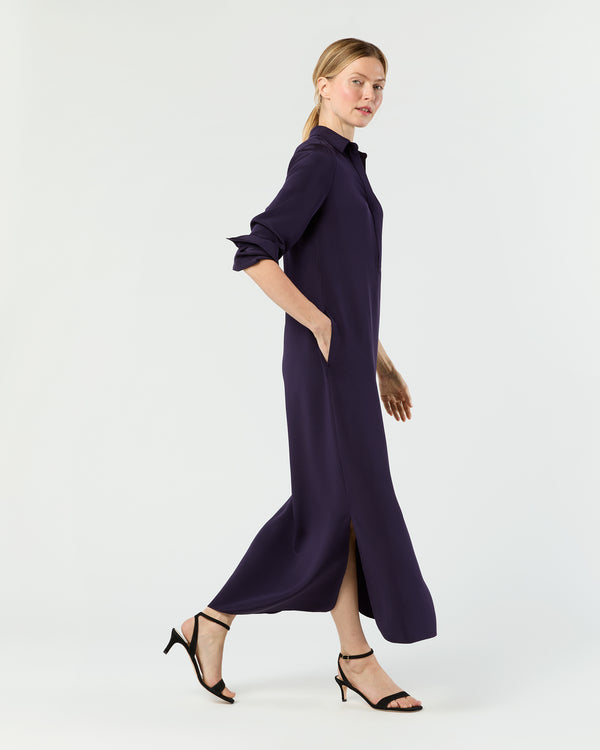Sid Mashburn Piper Maxi Dress In Eggplant Silk Crepe De Chine
