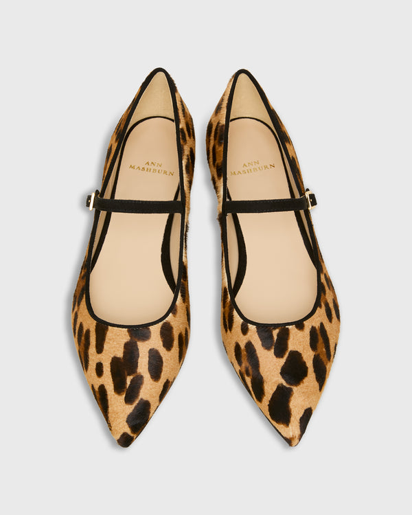 Sid Mashburn Pointed-Toe Mary Jane In Leopard Calf Hair