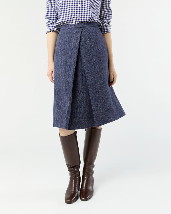 Sid Mashburn Preston Skirt In Eggplant Herringbone Harris Tweed
