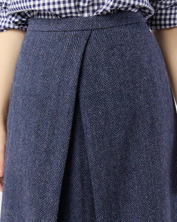 Sid Mashburn Preston Skirt In Eggplant Herringbone Harris Tweed