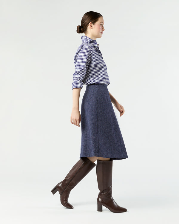 Sid Mashburn Preston Skirt In Eggplant Herringbone Harris Tweed