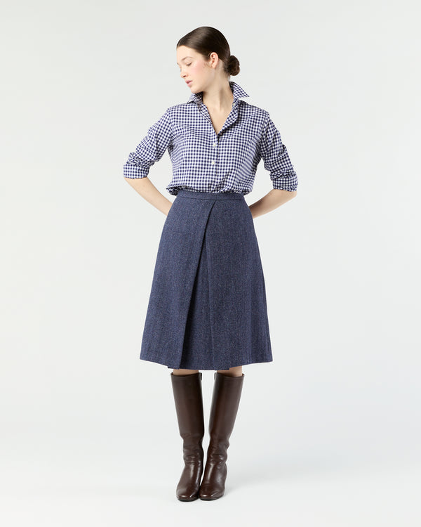 sid mashburn Preston Skirt in Eggplant Herringbone Harris Tweed