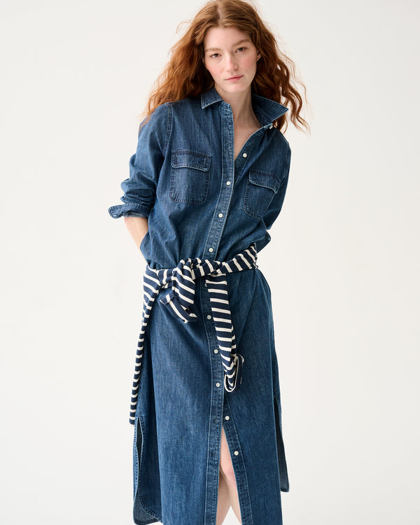 Sid Mashburn Priya Dress In 5-Year Indigo Lightweight Denim