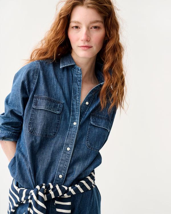 Sid Mashburn Priya Dress In 5-Year Indigo Lightweight Denim