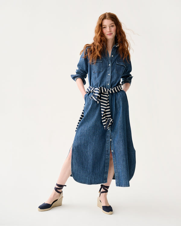 Sid Mashburn Priya Dress In 5-Year Indigo Lightweight Denim
