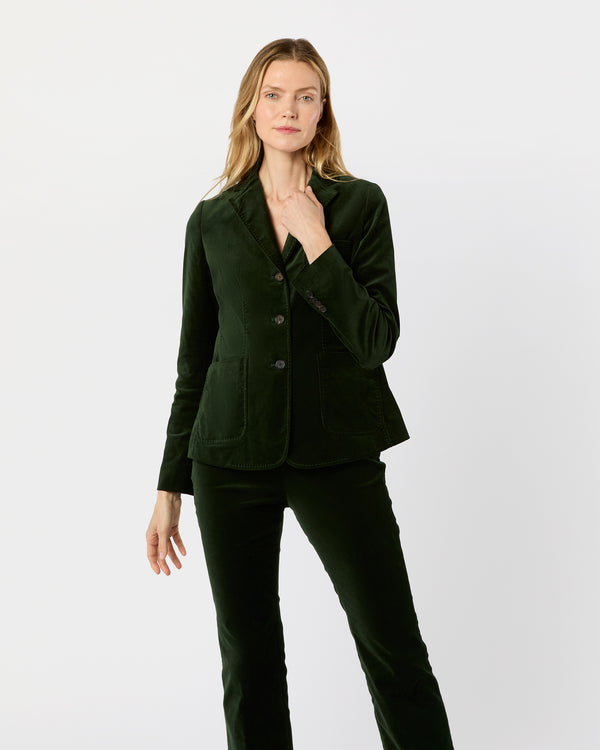 sid mashburn Reagan Jacket in Forest Stretch Velveteen